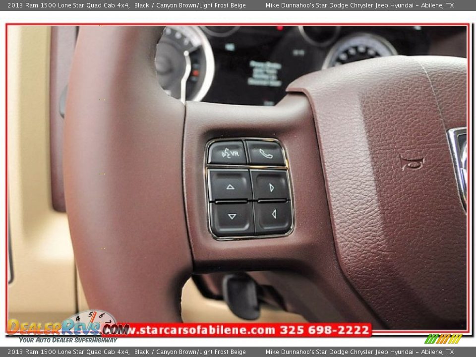 2013 Ram 1500 Lone Star Quad Cab 4x4 Black / Canyon Brown/Light Frost Beige Photo #17