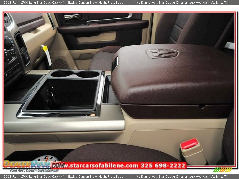 2013 Ram 1500 Lone Star Quad Cab 4x4 Black / Canyon Brown/Light Frost Beige Photo #19