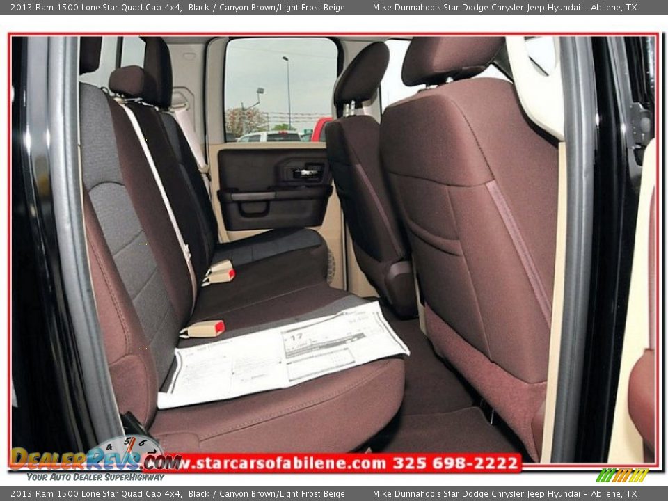 2013 Ram 1500 Lone Star Quad Cab 4x4 Black / Canyon Brown/Light Frost Beige Photo #23