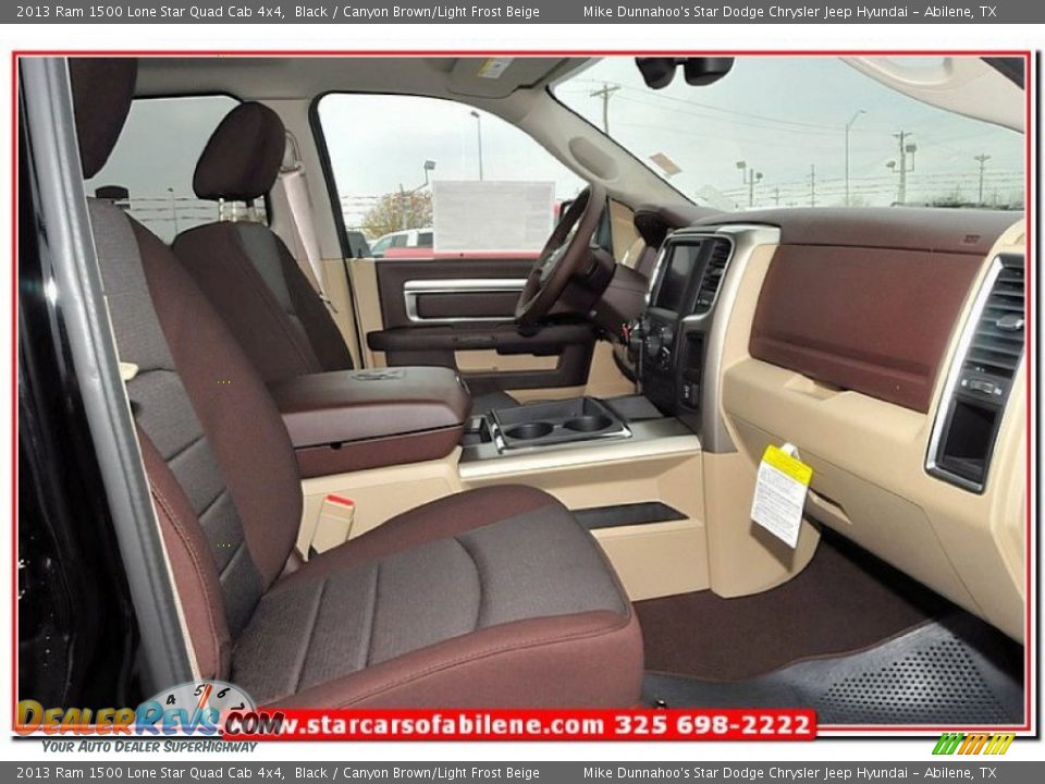 2013 Ram 1500 Lone Star Quad Cab 4x4 Black / Canyon Brown/Light Frost Beige Photo #24