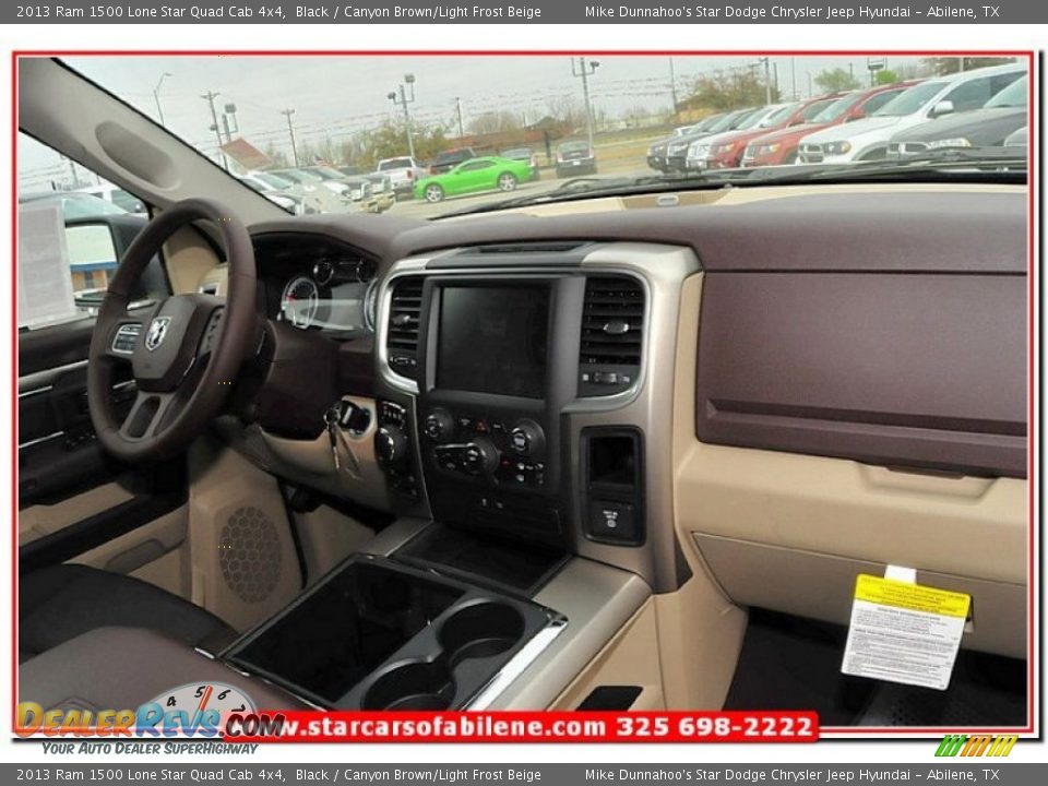 2013 Ram 1500 Lone Star Quad Cab 4x4 Black / Canyon Brown/Light Frost Beige Photo #27