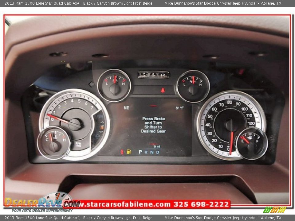 2013 Ram 1500 Lone Star Quad Cab 4x4 Black / Canyon Brown/Light Frost Beige Photo #33