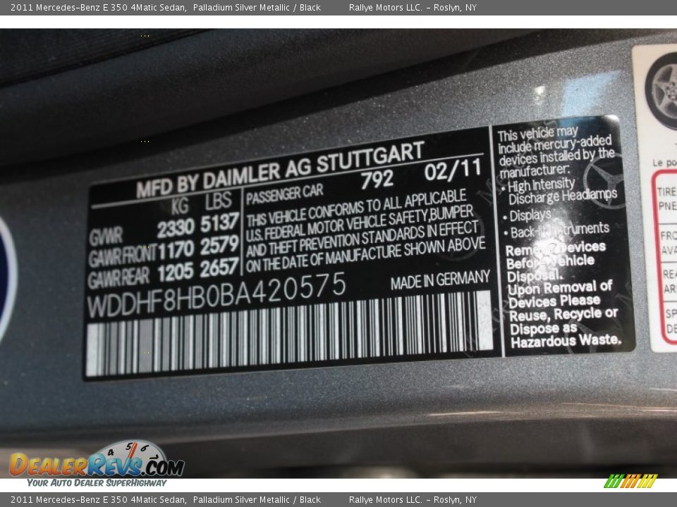 2011 Mercedes-Benz E 350 4Matic Sedan Palladium Silver Metallic / Black Photo #20