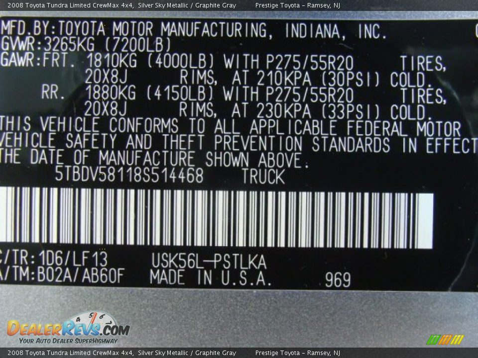 2008 Toyota Tundra Limited CrewMax 4x4 Silver Sky Metallic / Graphite Gray Photo #15