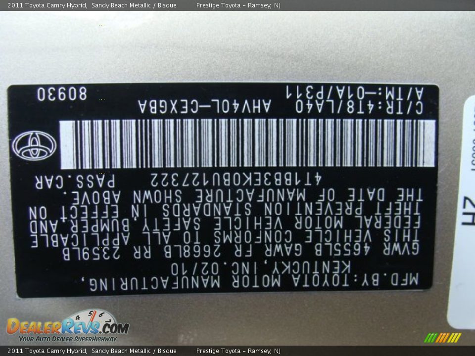 2011 Toyota Camry Hybrid Sandy Beach Metallic / Bisque Photo #15