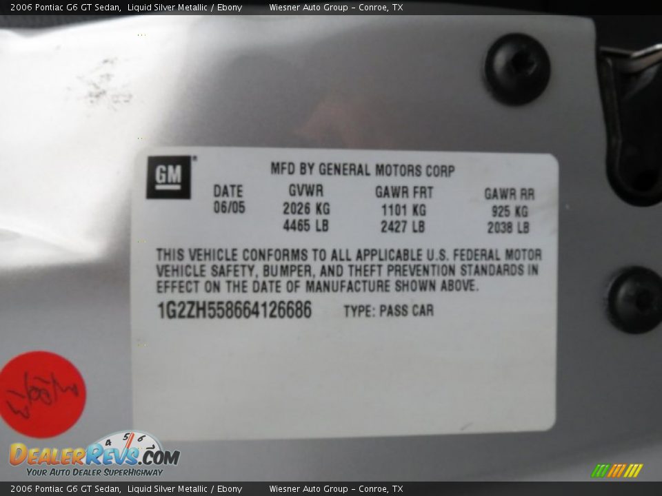 2006 Pontiac G6 GT Sedan Liquid Silver Metallic / Ebony Photo #6