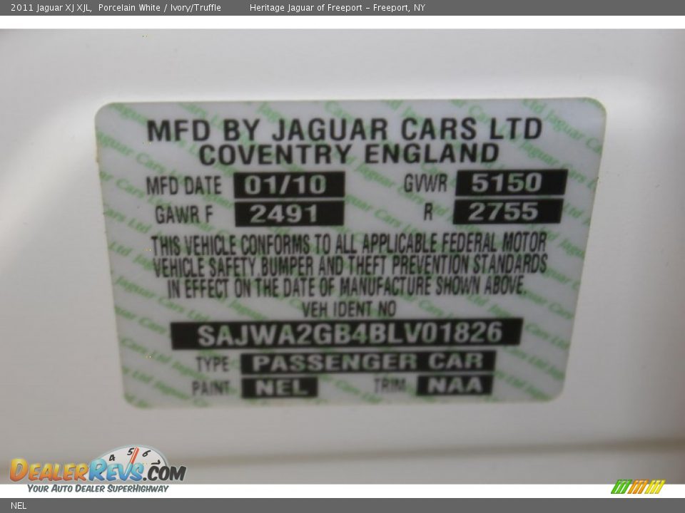 Jaguar Color Code NEL Porcelain White