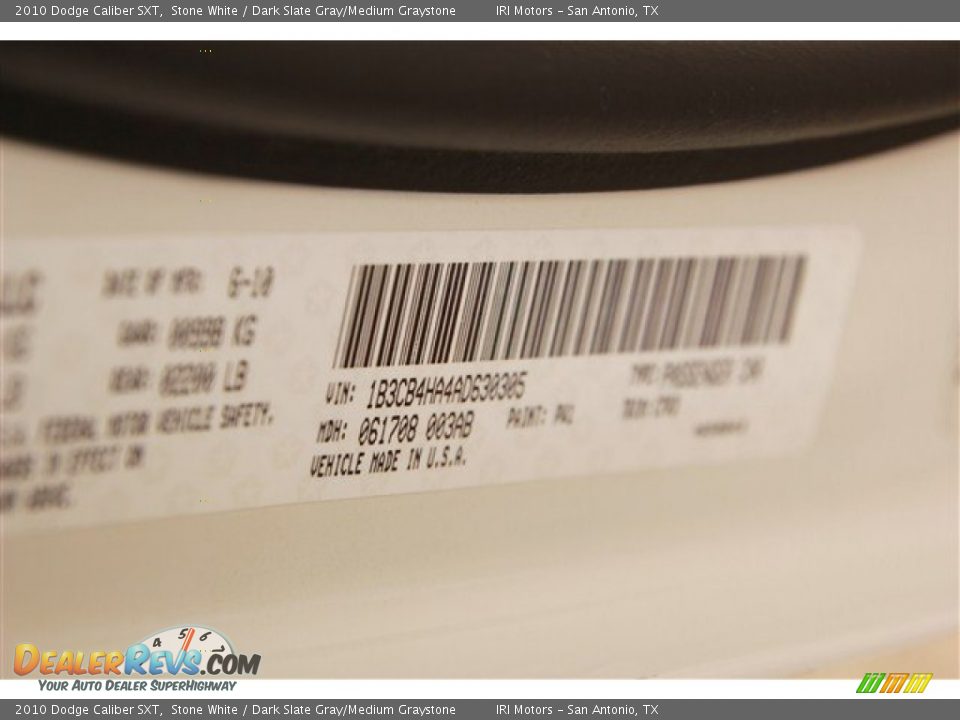 2010 Dodge Caliber SXT Stone White / Dark Slate Gray/Medium Graystone Photo #20