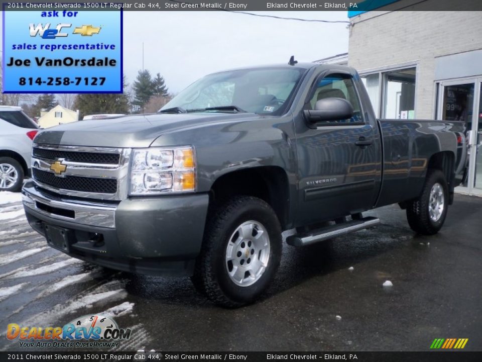 2011 Chevrolet Silverado 1500 LT Regular Cab 4x4 Steel Green Metallic / Ebony Photo #1