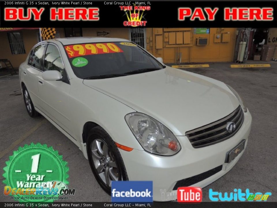 2006 Infiniti G 35 x Sedan Ivory White Pearl / Stone Photo #1