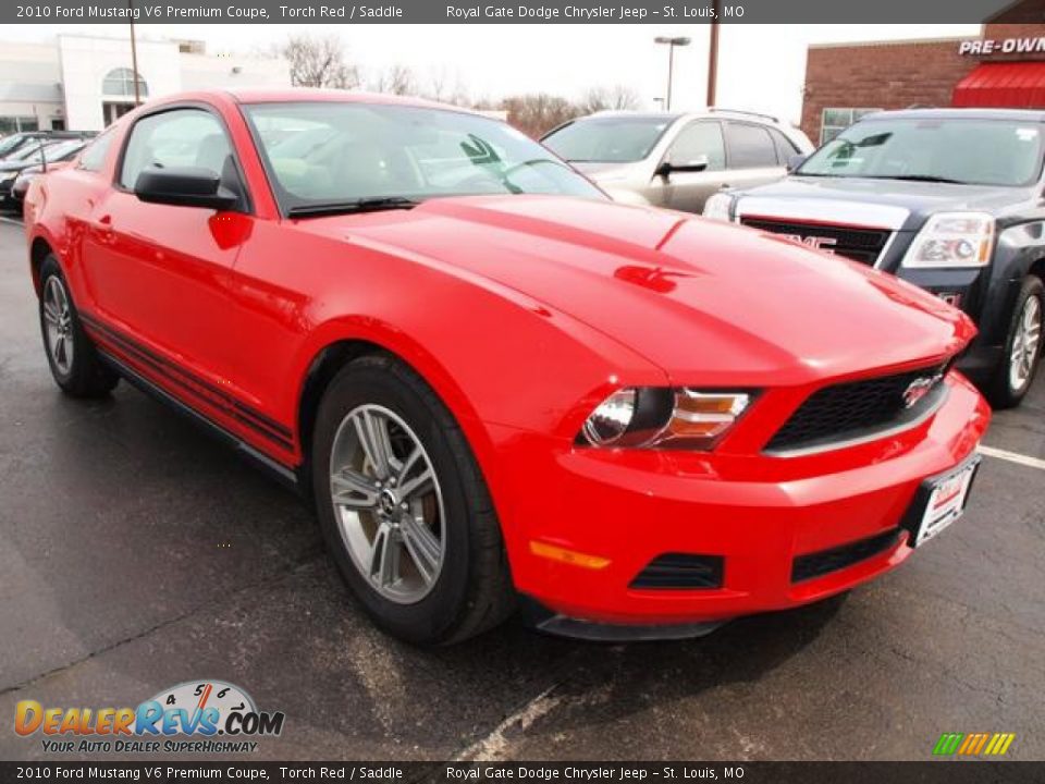 2010 Ford Mustang V6 Premium Coupe Torch Red / Saddle Photo #2