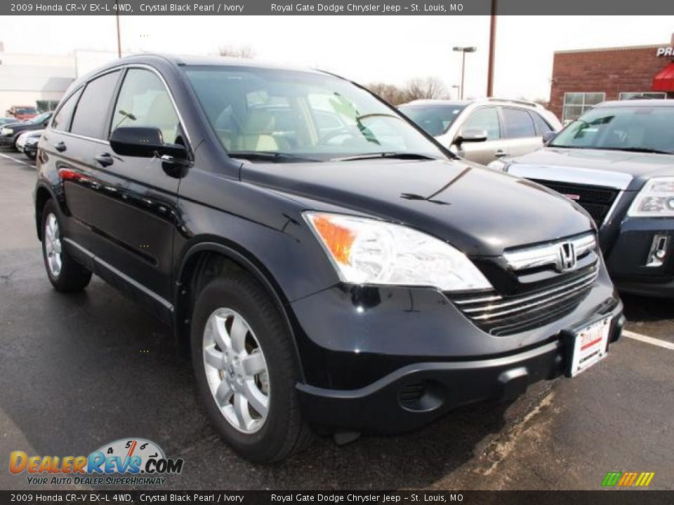 2009 Honda CR-V EX-L 4WD Crystal Black Pearl / Ivory Photo #2