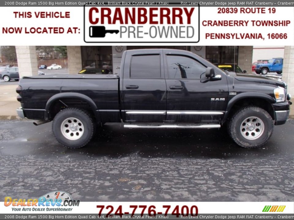 2008 Dodge Ram 1500 Big Horn Edition Quad Cab 4x4 Brilliant Black Crystal Pearl / Khaki Photo #1