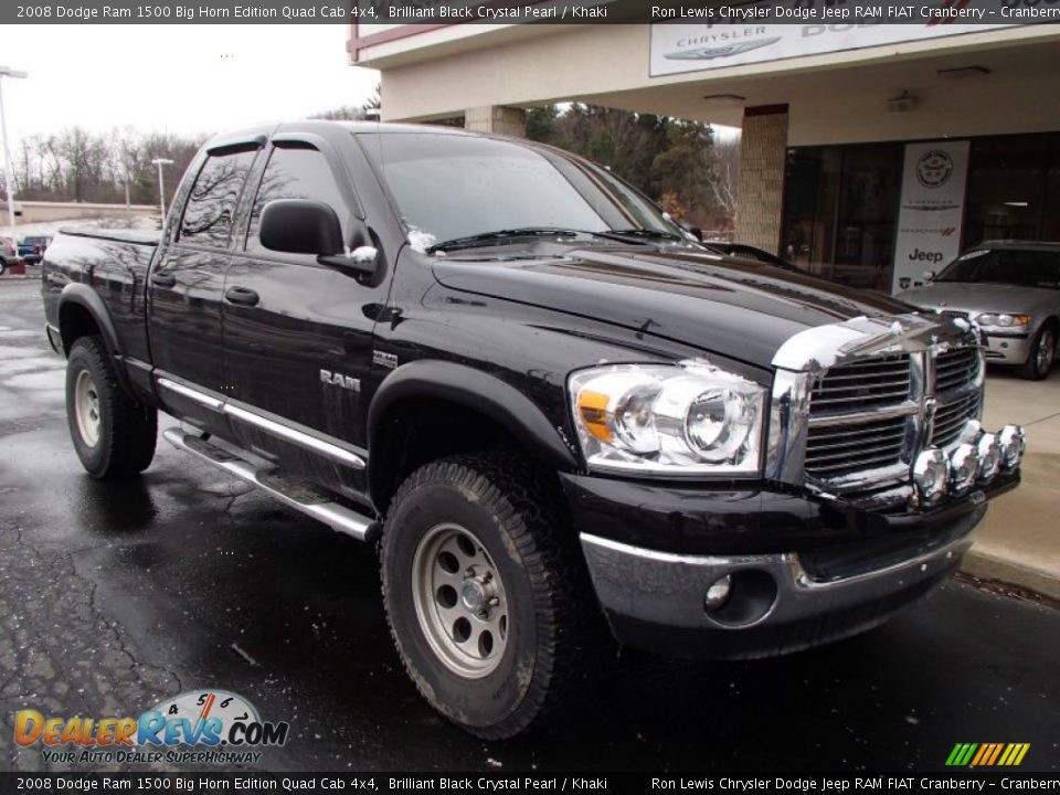 2008 Dodge Ram 1500 Big Horn Edition Quad Cab 4x4 Brilliant Black Crystal Pearl / Khaki Photo #2