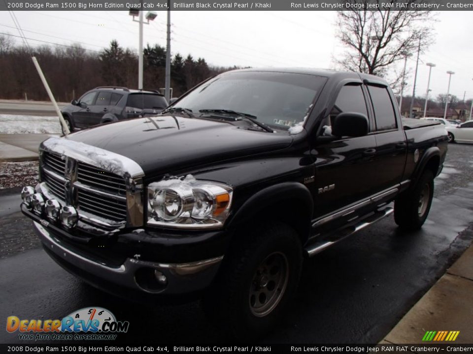 2008 Dodge Ram 1500 Big Horn Edition Quad Cab 4x4 Brilliant Black Crystal Pearl / Khaki Photo #4