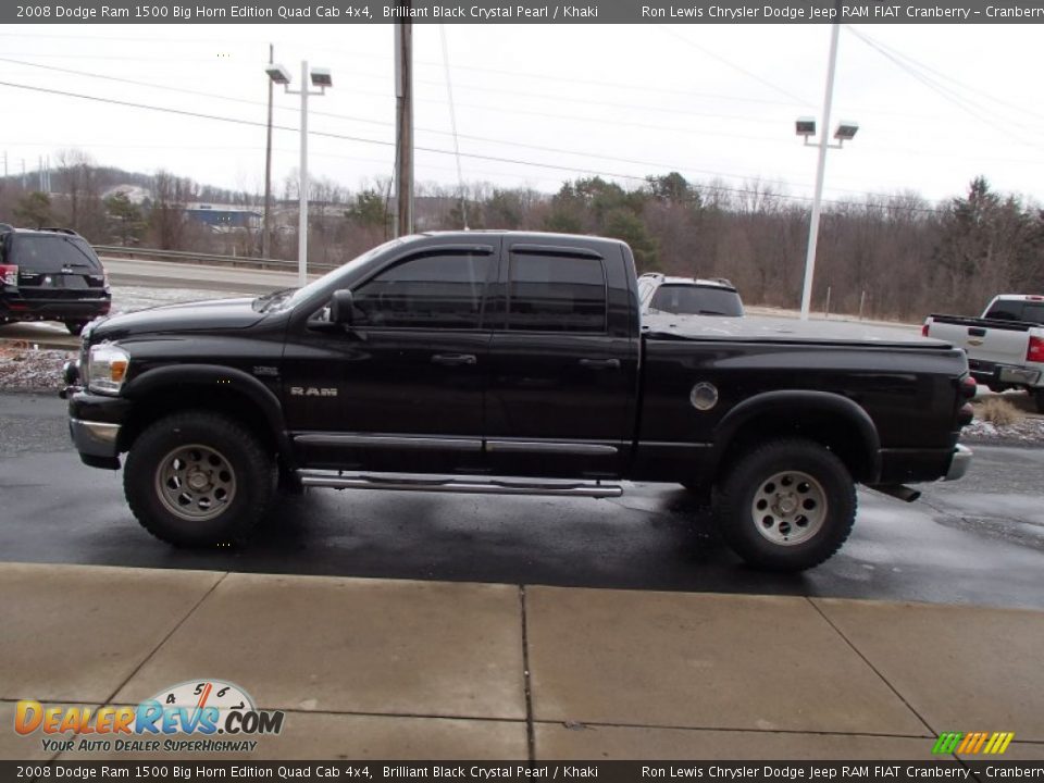 2008 Dodge Ram 1500 Big Horn Edition Quad Cab 4x4 Brilliant Black Crystal Pearl / Khaki Photo #5