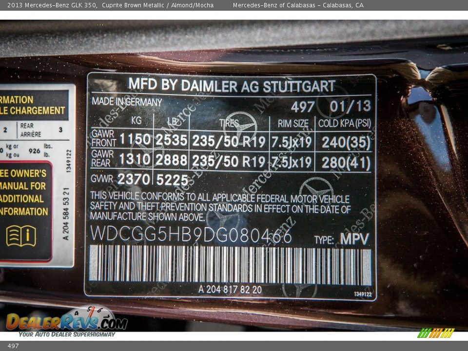 Mercedes-Benz Color Code 497 Cuprite Brown Metallic