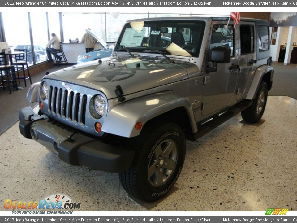 2013 Jeep Wrangler Unlimited Oscar Mike Freedom Edition 4x4 Billet Silver Metallic / Freedom Edition Black/Silver Photo #2