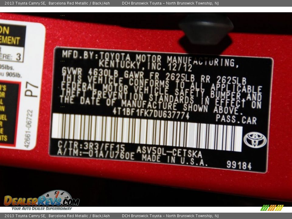 2013 Toyota Camry SE Barcelona Red Metallic / Black/Ash Photo #13