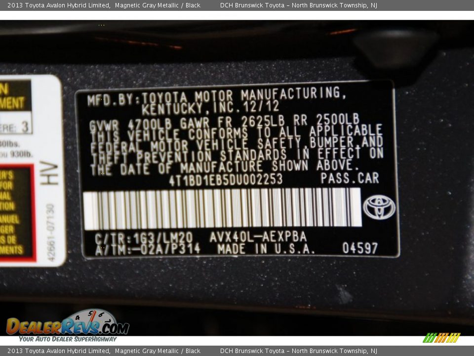 2013 Toyota Avalon Hybrid Limited Magnetic Gray Metallic / Black Photo #13