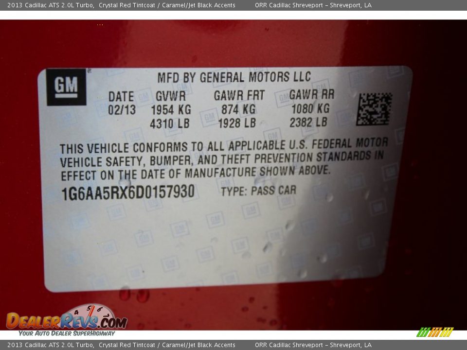 2013 Cadillac ATS 2.0L Turbo Crystal Red Tintcoat / Caramel/Jet Black Accents Photo #35
