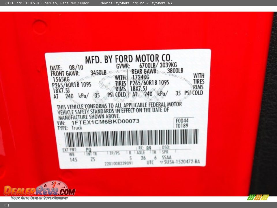 Ford Color Code PQ Race Red