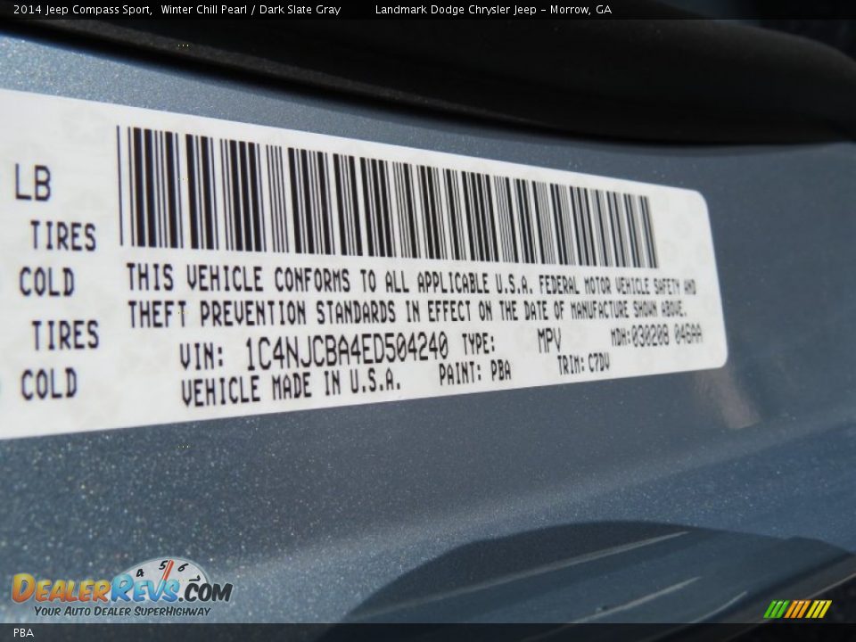 Jeep Color Code PBA Winter Chill Pearl