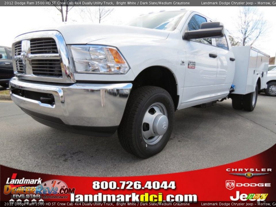 2012 Dodge Ram 3500 HD ST Crew Cab 4x4 Dually Utility Truck Bright White / Dark Slate/Medium Graystone Photo #1