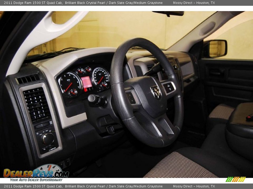 2011 Dodge Ram 1500 ST Quad Cab Brilliant Black Crystal Pearl / Dark Slate Gray/Medium Graystone Photo #11