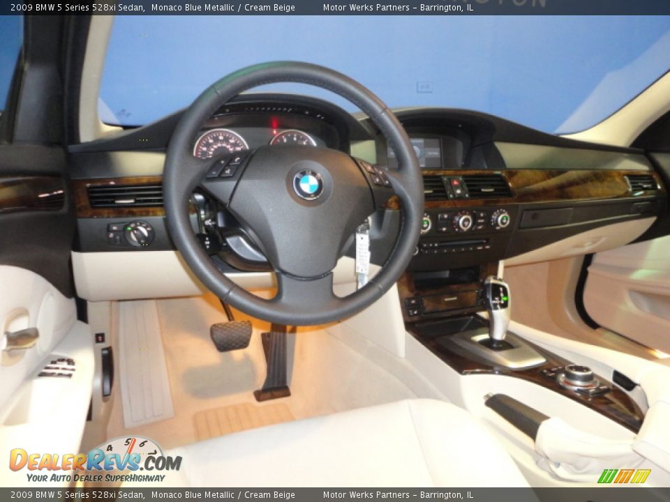 2009 BMW 5 Series 528xi Sedan Monaco Blue Metallic / Cream Beige Photo #11