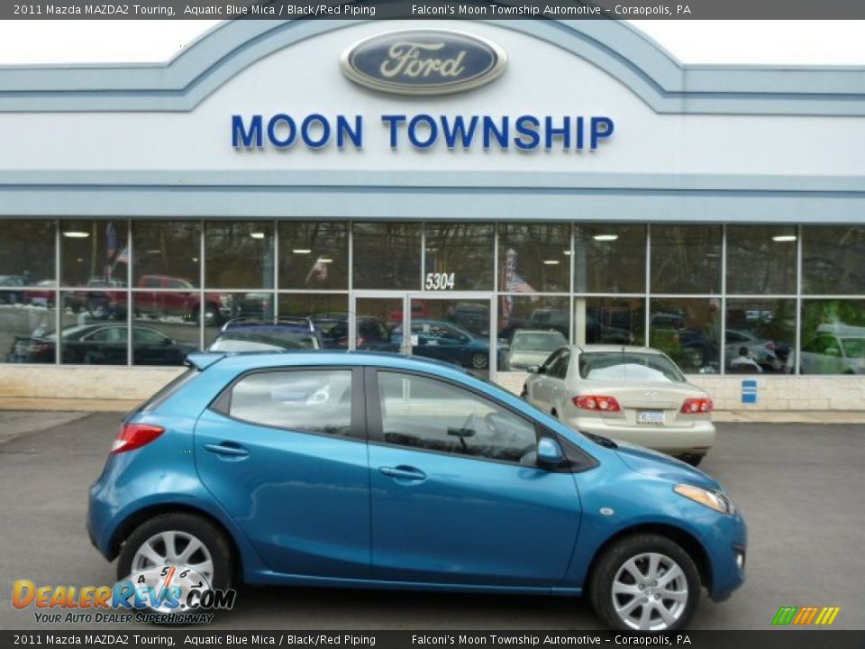 2011 Mazda MAZDA2 Touring Aquatic Blue Mica / Black/Red Piping Photo #1