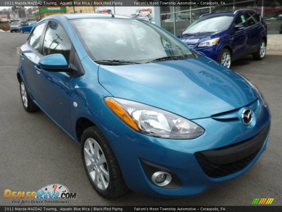 2011 Mazda MAZDA2 Touring Aquatic Blue Mica / Black/Red Piping Photo #8