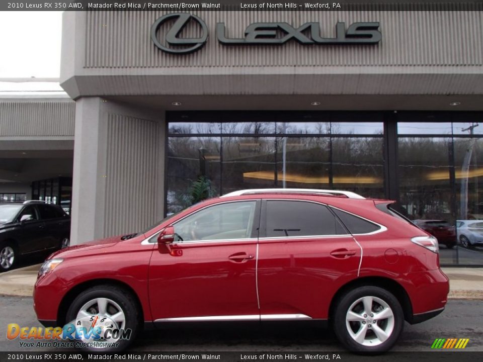 2010 Lexus RX 350 AWD Matador Red Mica / Parchment/Brown Walnut Photo #2