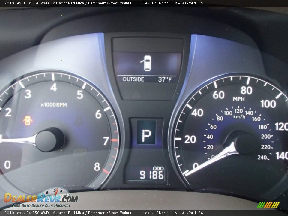 2010 Lexus RX 350 AWD Matador Red Mica / Parchment/Brown Walnut Photo #19