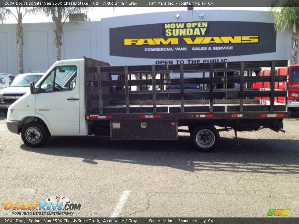 2004 Dodge Sprinter Van 3500 Chassis Stake Truck Arctic White / Gray Photo #2