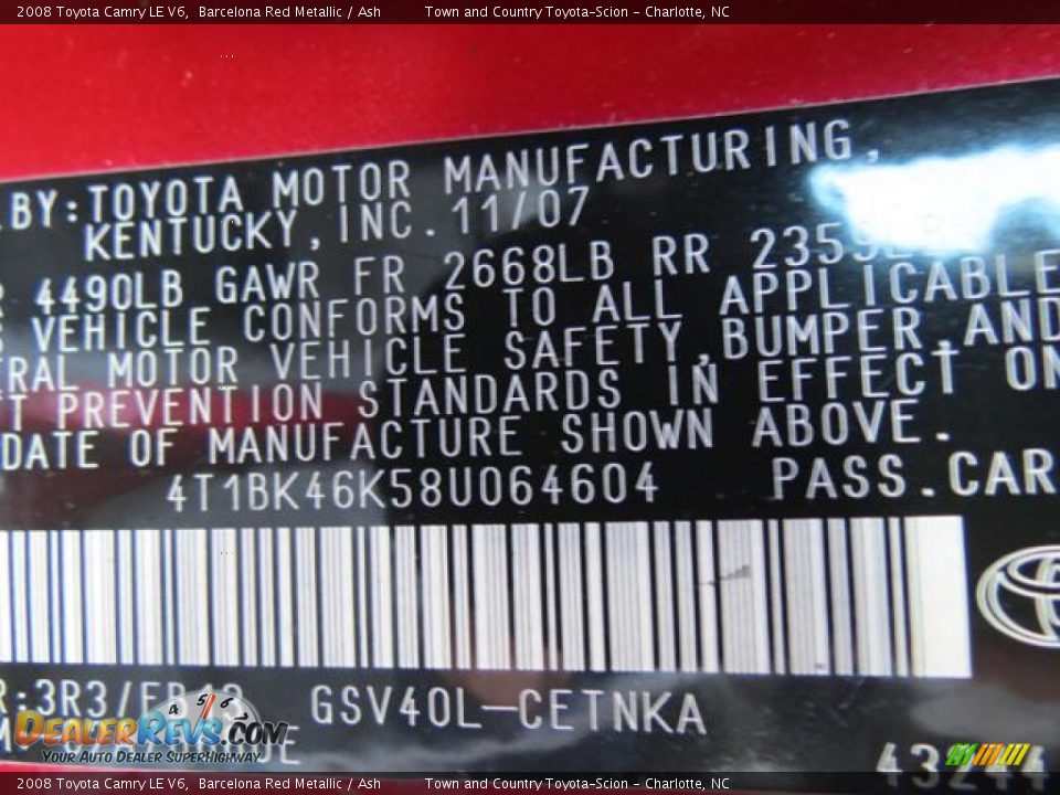 2008 Toyota Camry LE V6 Barcelona Red Metallic / Ash Photo #10