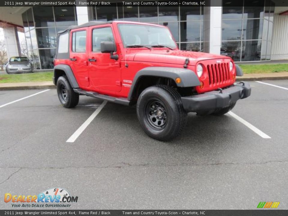 2011 Jeep Wrangler Unlimited Sport 4x4 Flame Red / Black Photo #4