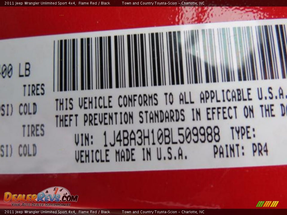 2011 Jeep Wrangler Unlimited Sport 4x4 Flame Red / Black Photo #13