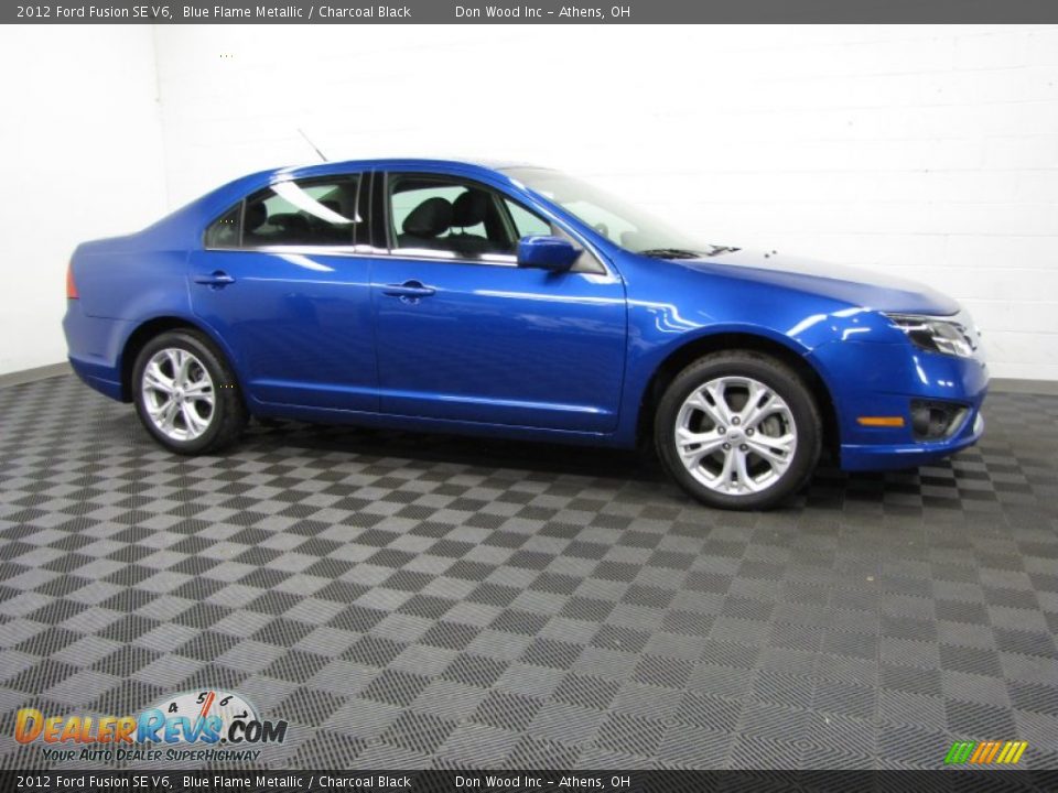 2012 Ford Fusion SE V6 Blue Flame Metallic / Charcoal Black Photo #3