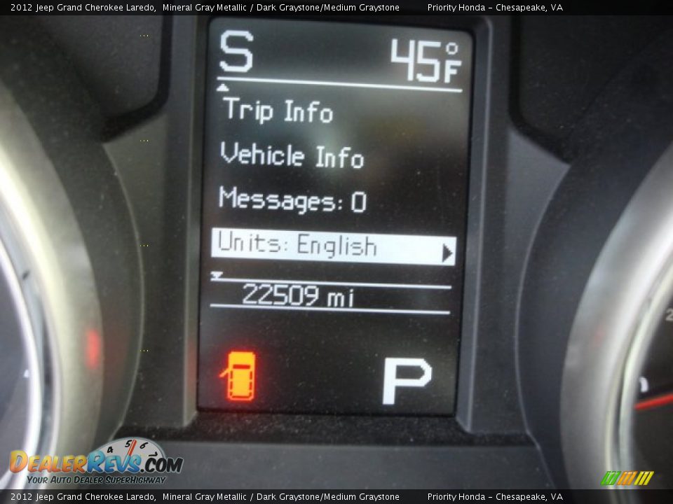 2012 Jeep Grand Cherokee Laredo Mineral Gray Metallic / Dark Graystone/Medium Graystone Photo #22