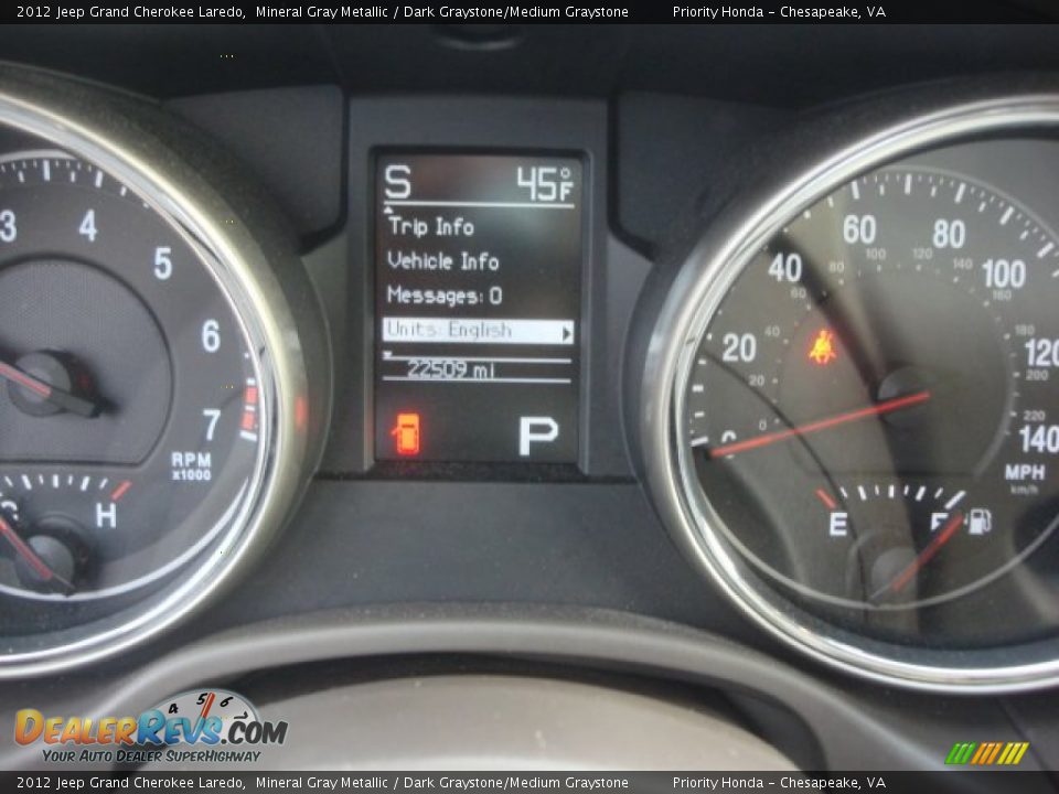 2012 Jeep Grand Cherokee Laredo Mineral Gray Metallic / Dark Graystone/Medium Graystone Photo #23