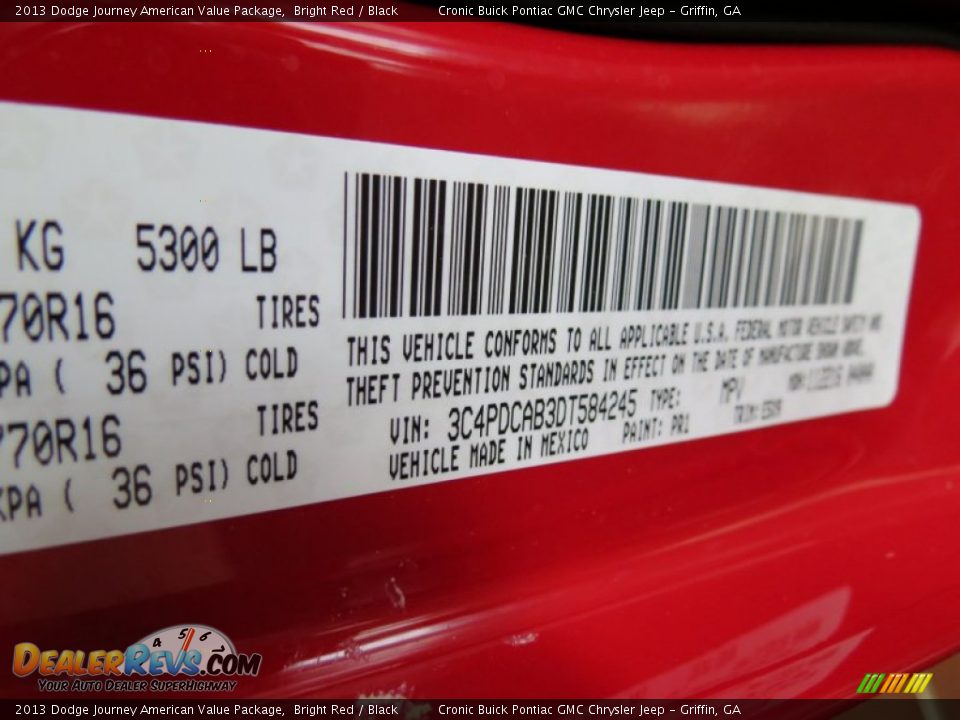 2013 Dodge Journey American Value Package Bright Red / Black Photo #16