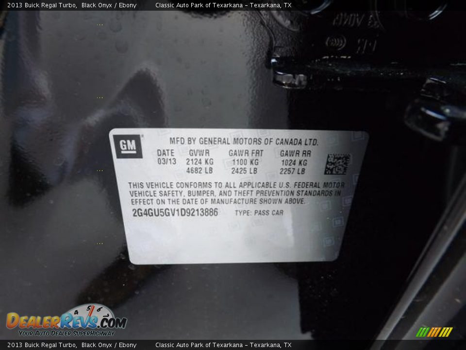 2013 Buick Regal Turbo Black Onyx / Ebony Photo #34