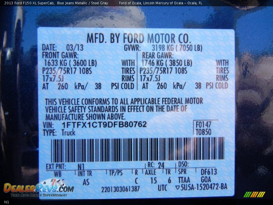 Ford Color Code N1 Blue Jeans Metallic
