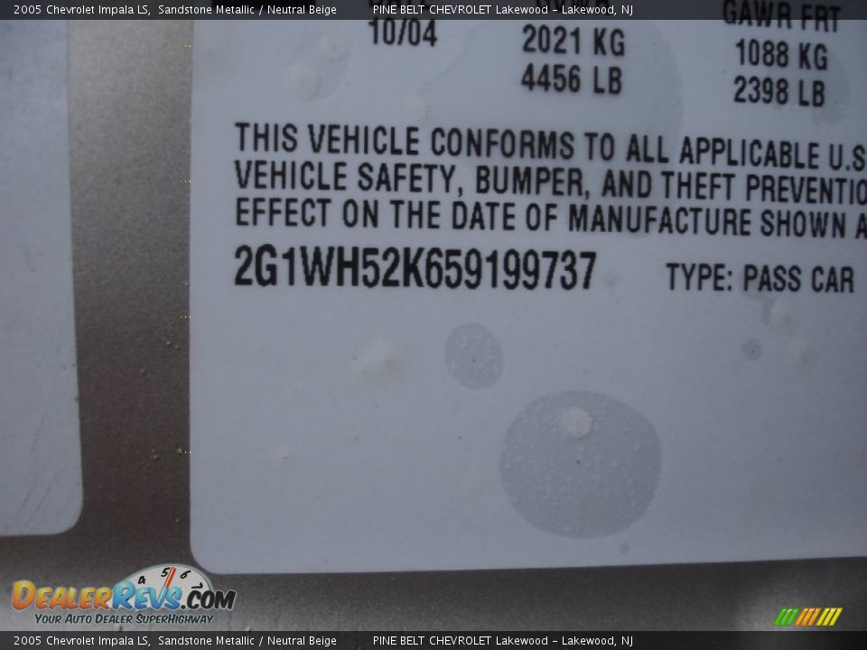 2005 Chevrolet Impala LS Sandstone Metallic / Neutral Beige Photo #15