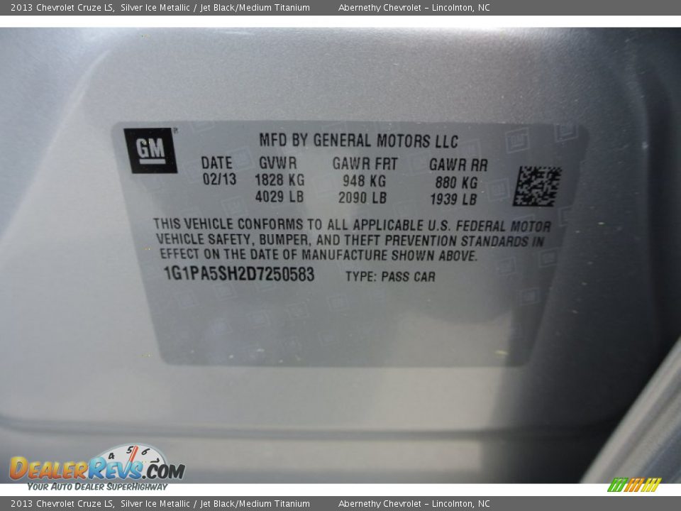 2013 Chevrolet Cruze LS Silver Ice Metallic / Jet Black/Medium Titanium Photo #7