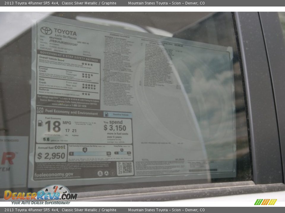 2013 Toyota 4Runner SR5 4x4 Classic Silver Metallic / Graphite Photo #10
