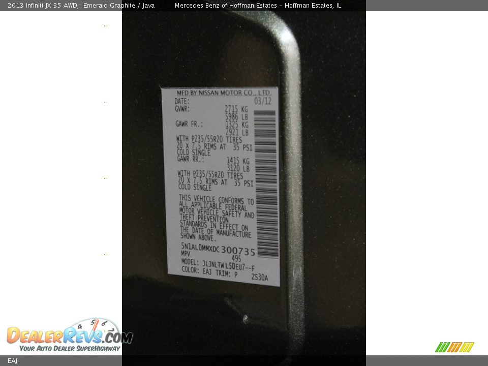 Infiniti Color Code EAJ Emerald Graphite