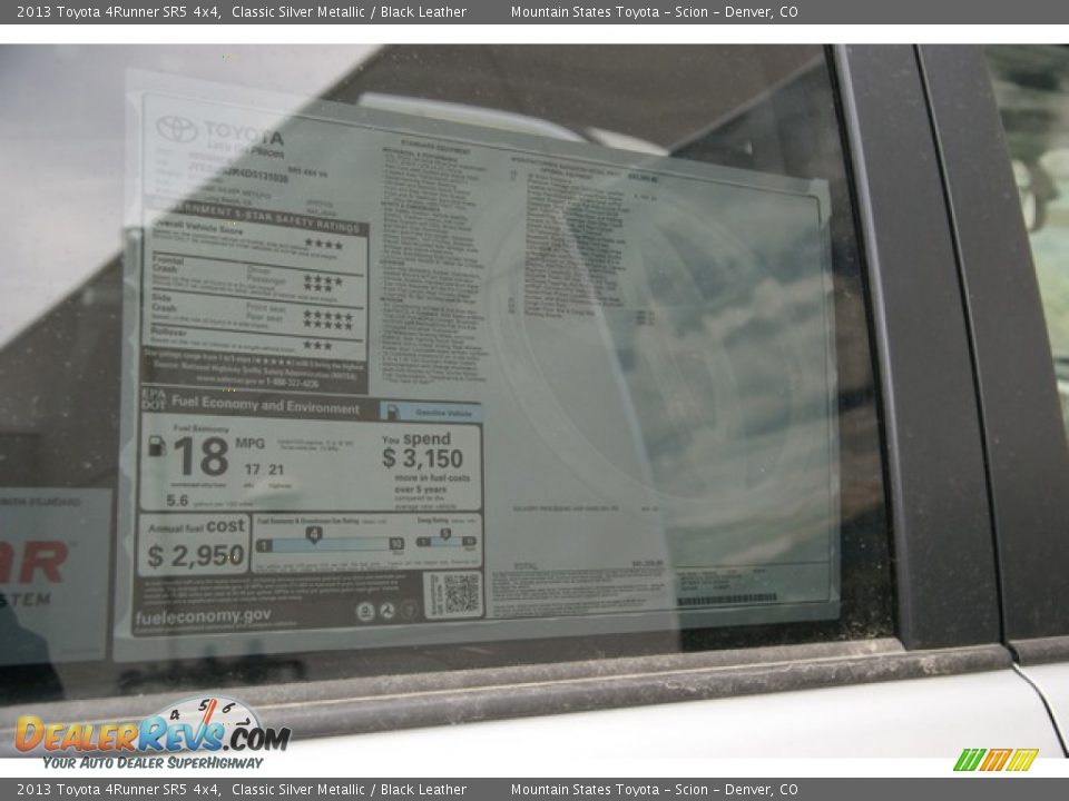 2013 Toyota 4Runner SR5 4x4 Classic Silver Metallic / Black Leather Photo #10