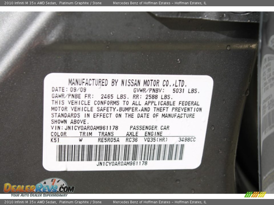 2010 Infiniti M 35x AWD Sedan Platinum Graphite / Stone Photo #32
